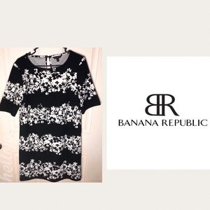 Banana Republic Dress Black & White Floral Pattern
